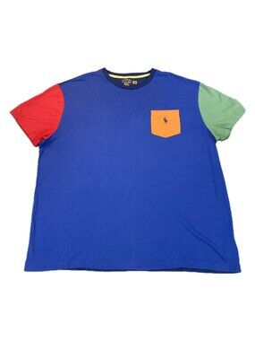Polo Ralph Lauren T Shirt Mens XL Blue Green Red Colorblock Cotton Classic Fit